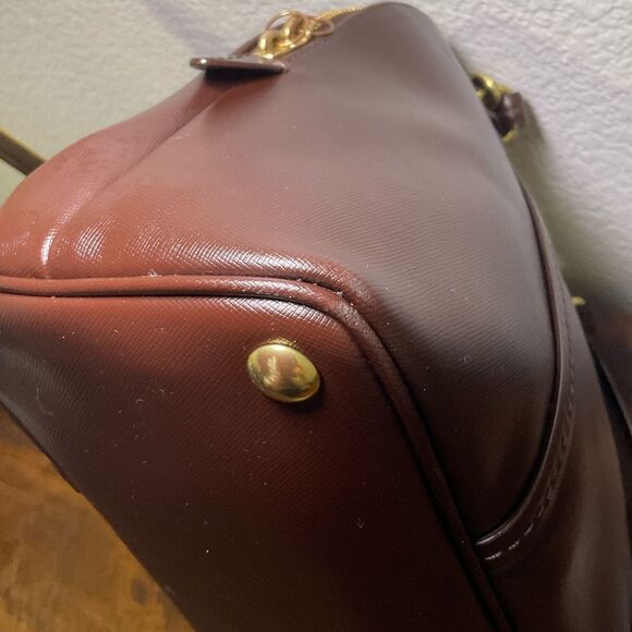 Coach Peyton Leather Cora Domed Satchel F25671 Brass/ Mahogany‎ - Picture 7 of 16